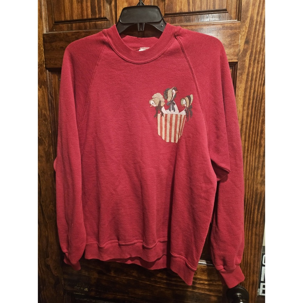 Jerzees Vintage XL Women Red Sweatshirt Geese Ducks Graphic Made in USA Rare